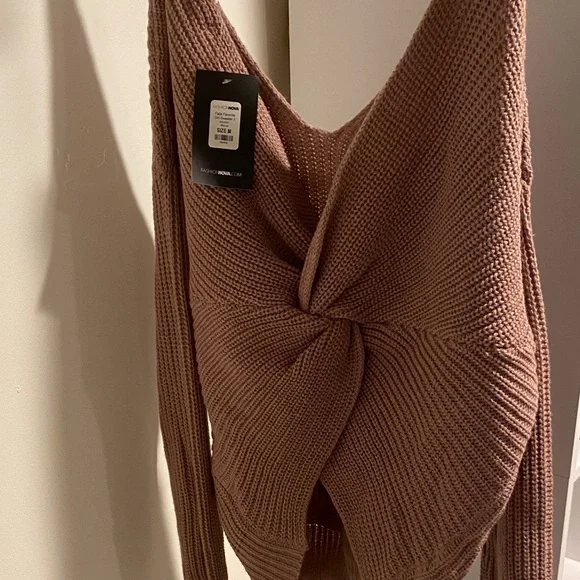 Fashion Nova Mauve Knit Twist-Front Women's Sweater - Picture 1 of 5